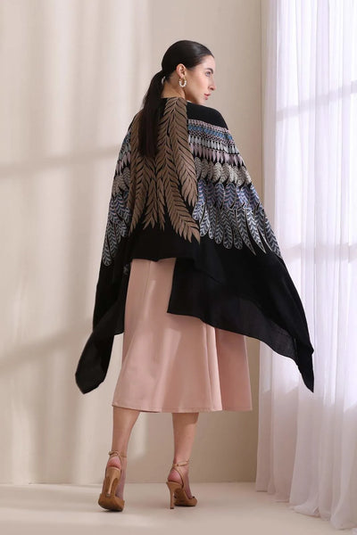 Birdie Feather Embroidered Cape