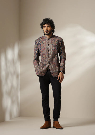 Heritage Mosaic pashmina blend Jacket/Bandhgala