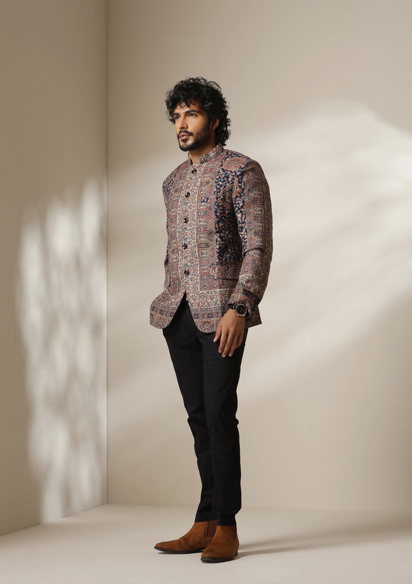 Heritage Mosaic pashmina blend Jacket/Bandhgala