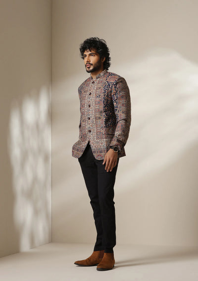Heritage Mosaic pashmina blend Jacket/Bandhgala