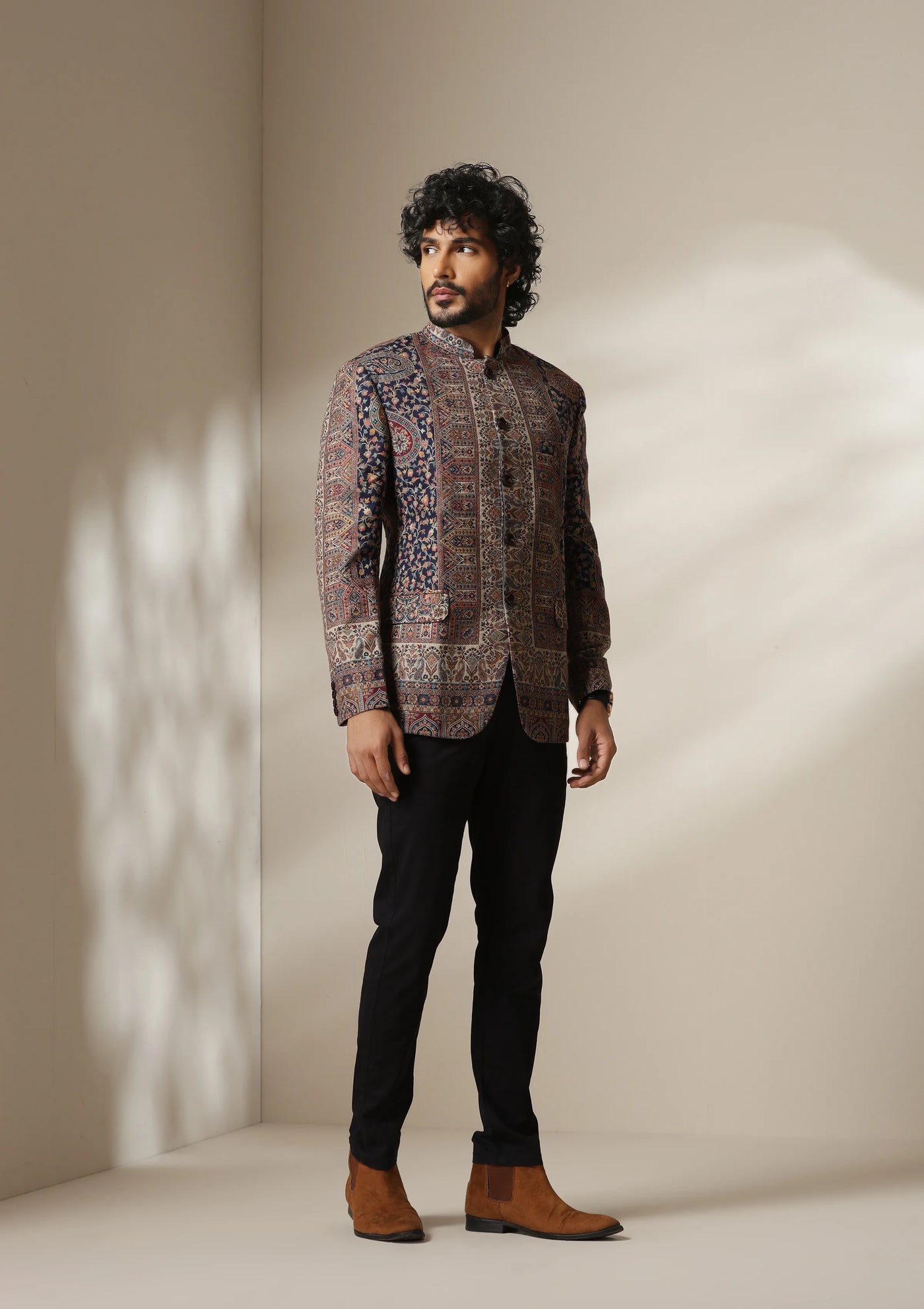 Heritage Mosaic pashmina blend Jacket/Bandhgala