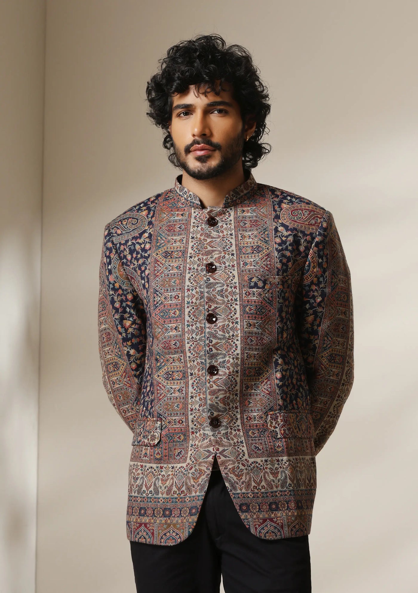 Heritage Mosaic pashmina blend Jacket/Bandhgala