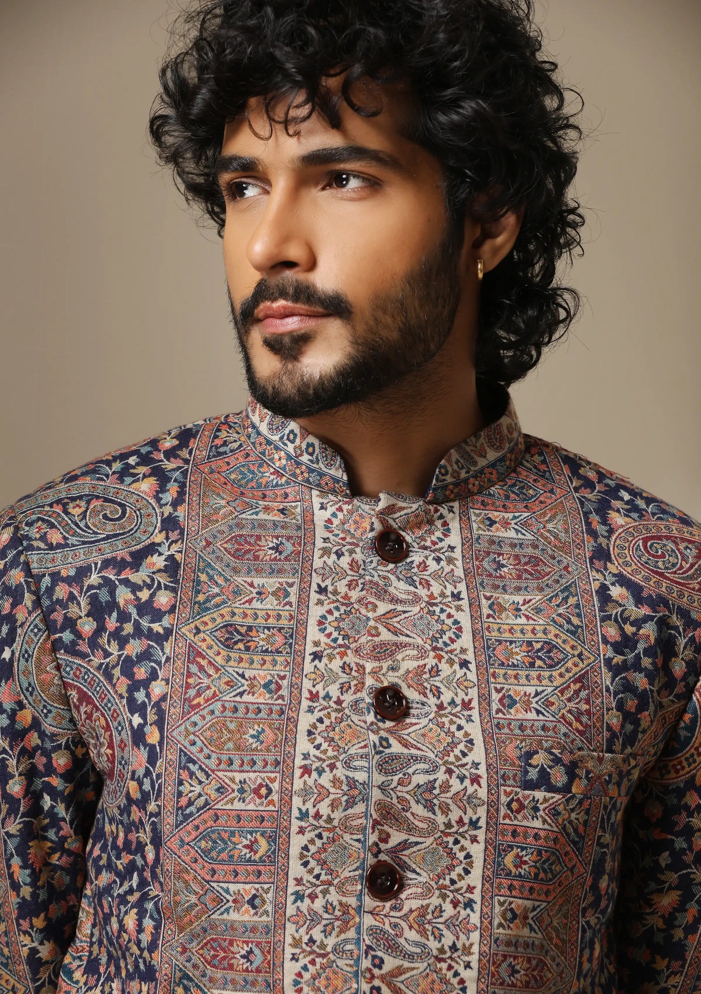 Heritage Mosaic pashmina blend Jacket/Bandhgala