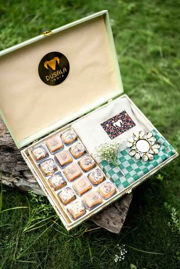 Sage Royale Pashmina Gift Box with Gourmet Sweets & Candle Decor