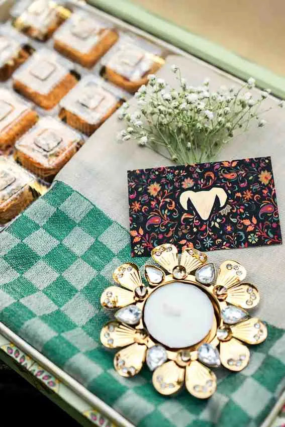 Sage Royale Pashmina Gift Box with Gourmet Sweets & Candle Decor