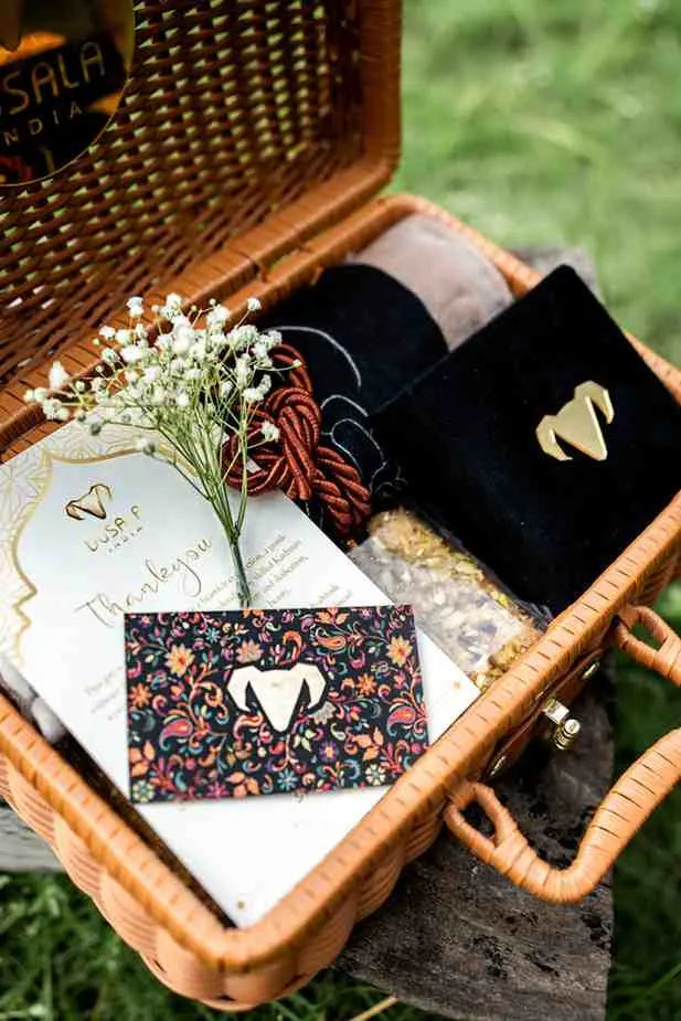 Dusala Wicker Heritage Hamper with Pashmina, Pearl jewellery & Artisanal Delights