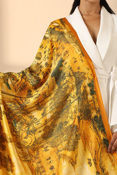 -  Flora Silk Scarf