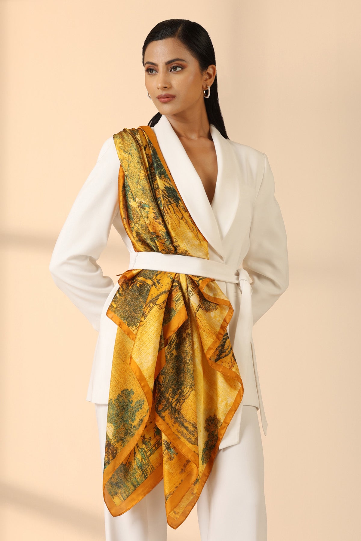 -  Flora Silk Scarf