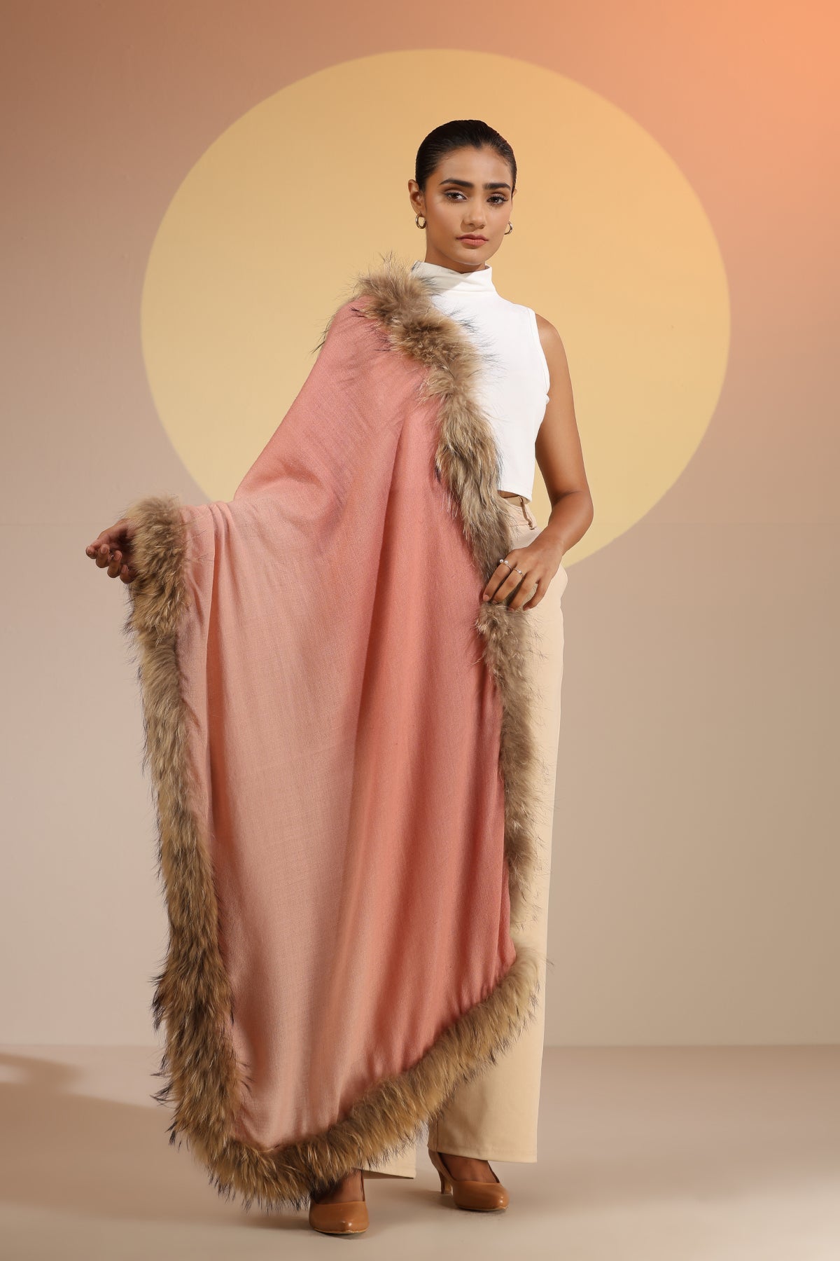 Margaux Cashmere Fine Wool Ombre Fur Stole