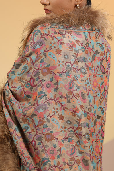 -  Pauline Cashmere Fine Wool Fur Stole