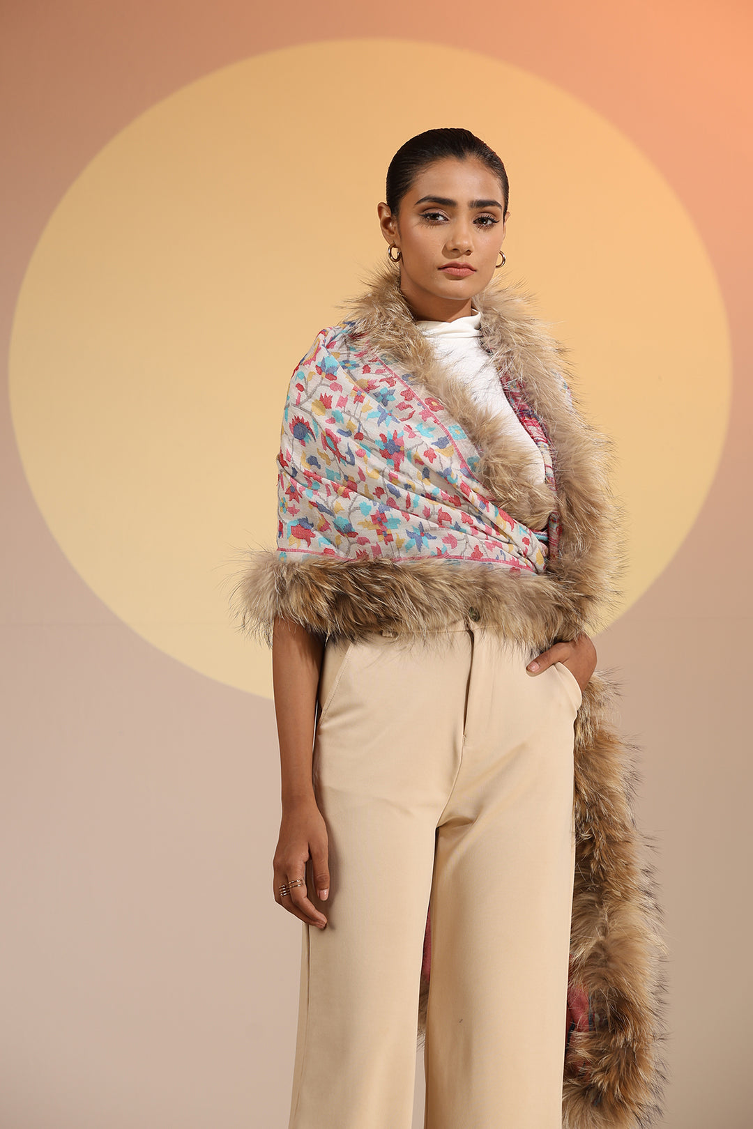 '-  Sabine Cashmere Fine Wool Fur Stole