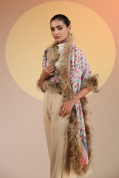 -  Sabine Cashmere Fine Wool Fur Stole