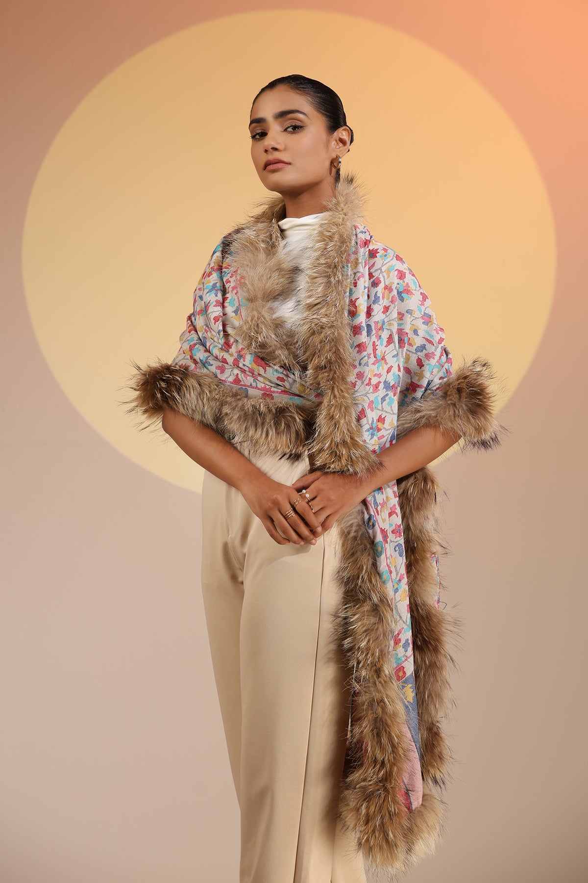 -  Sabine Cashmere Fine Wool Fur Stole