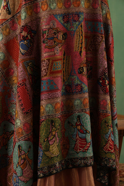 -  Ija Kalamkari Cashmere Shawl