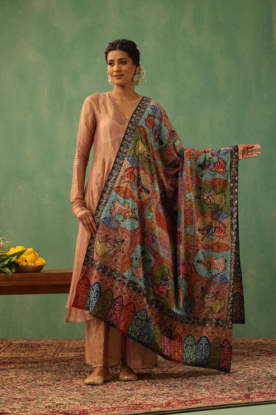 -  Ija Kalamkari Cashmere Shawl