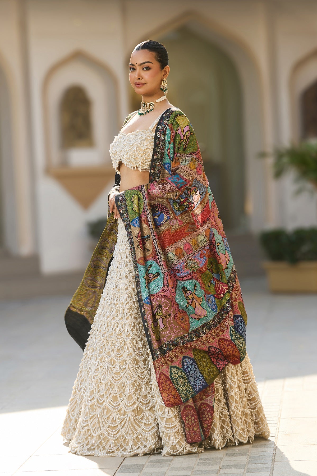 -  Ija Kalamkari Cashmere Shawl