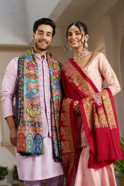 -  Ija Kalamkari Cashmere Shawl