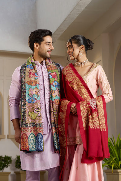 -  Ija Kalamkari Cashmere Shawl