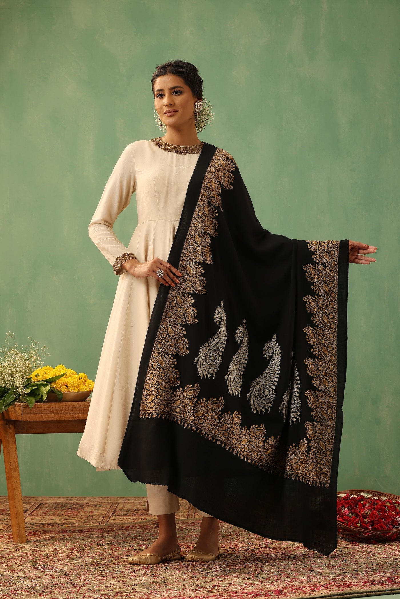 Agasti Aari Work Cashmere Shawl