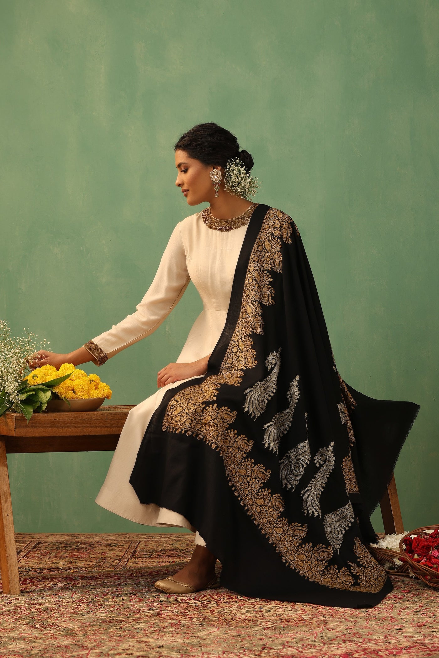 -  Agasti Aari Work Cashmere Shawl