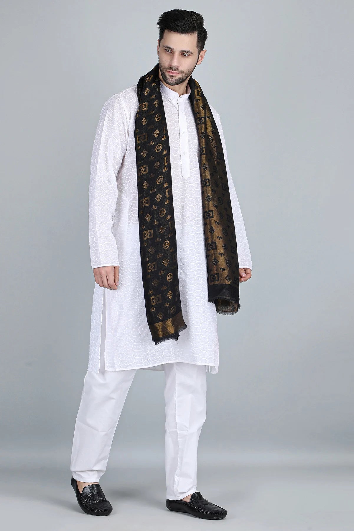 Dusala Cashmere Zari Reversible Stole for Men
