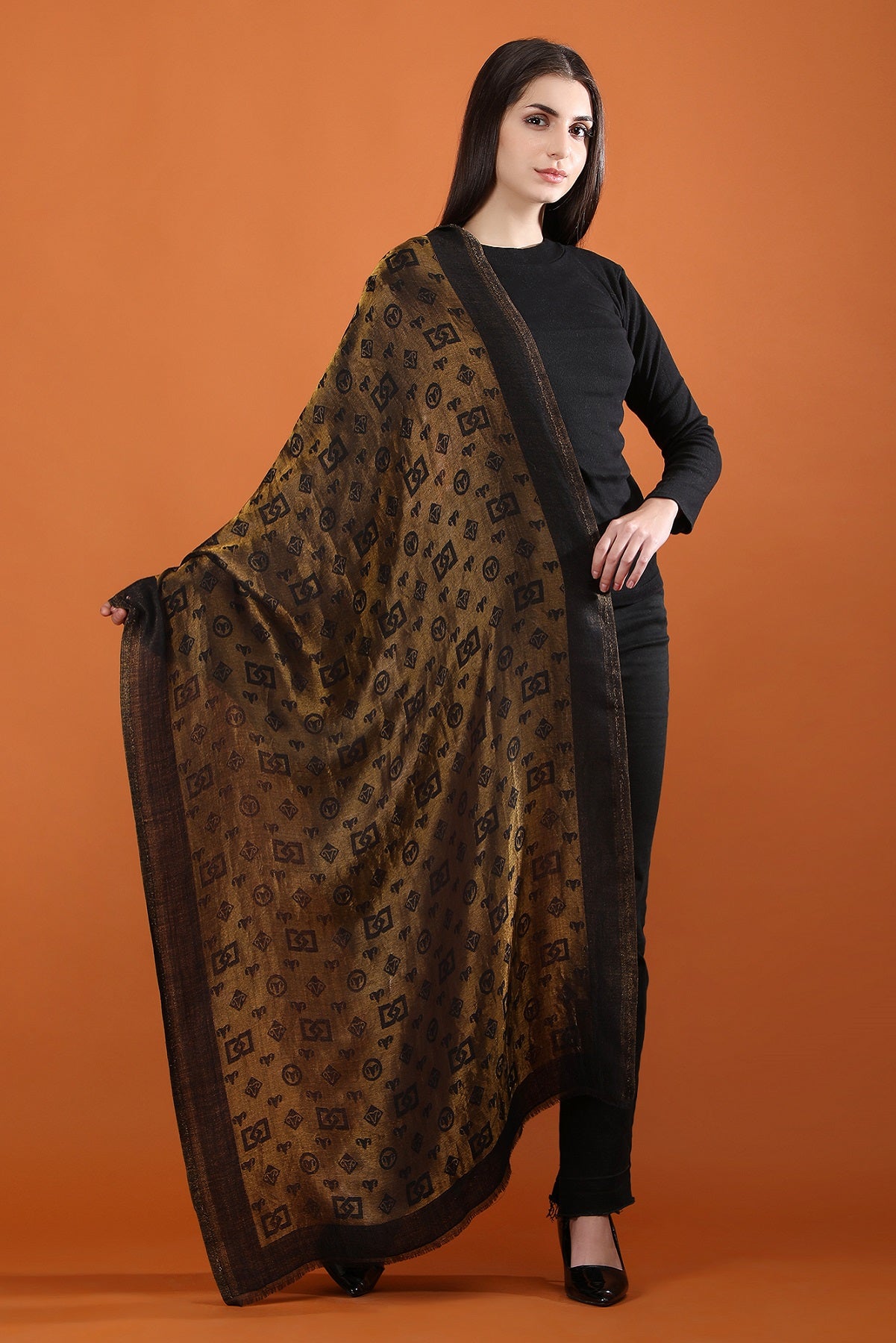 DUSALA CASHMERE ZARI REVERSIBLE STOLE