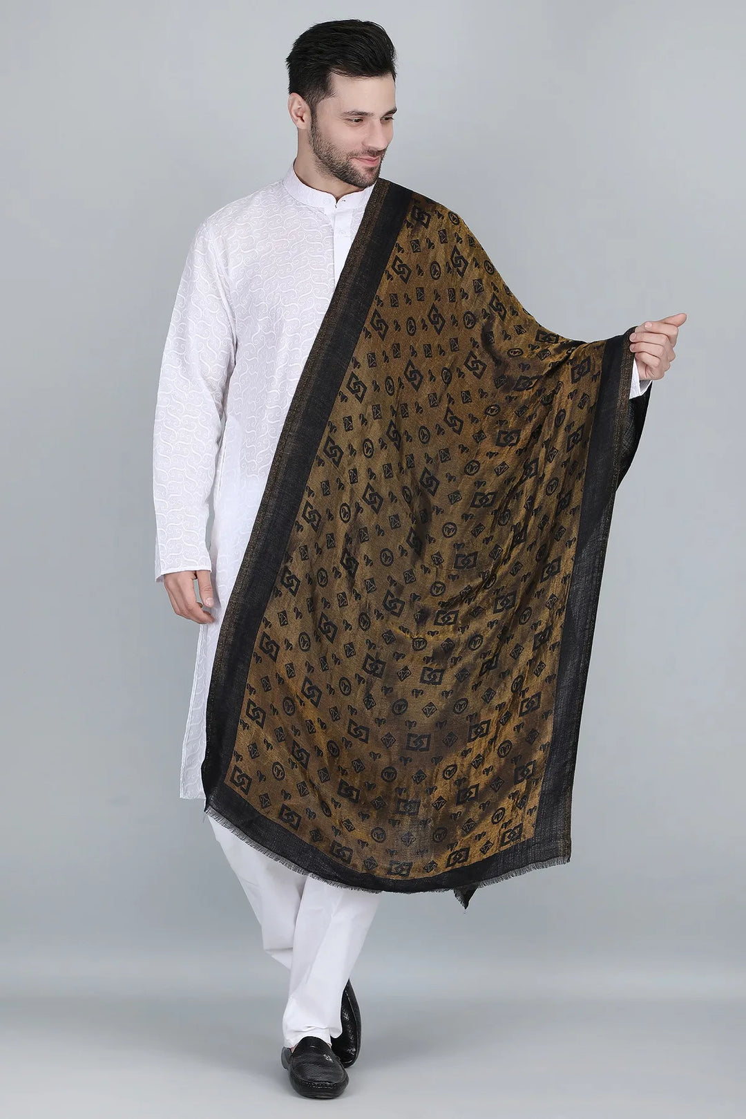 Dusala Cashmere Zari Reversible Stole for Men