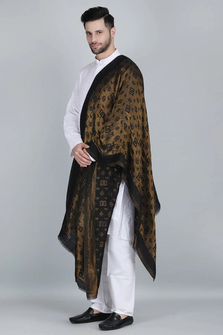 Dusala Cashmere Zari Reversible Stole for Men