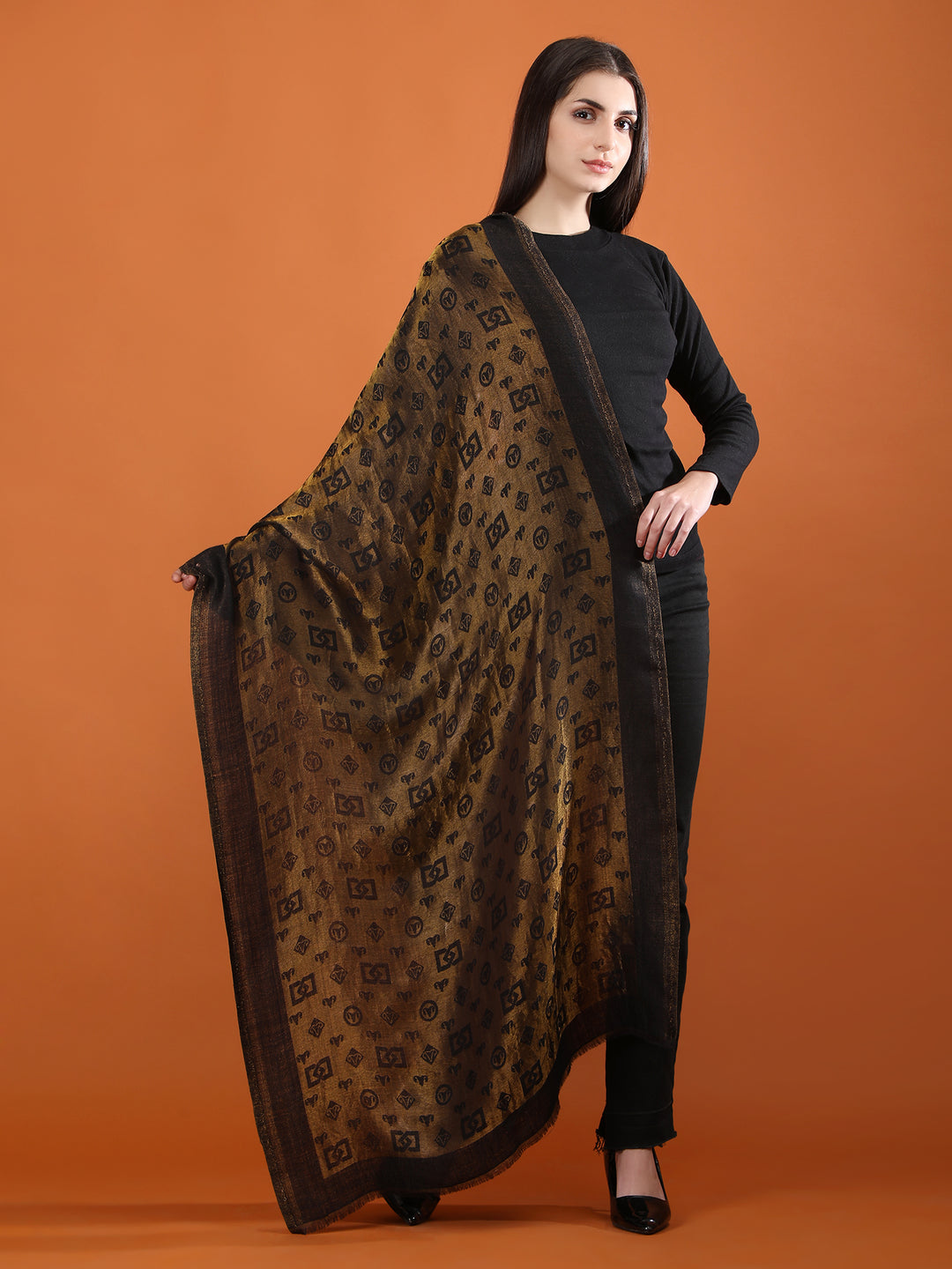 DUSALA CASHMERE ZARI REVERSIBLE STOLE