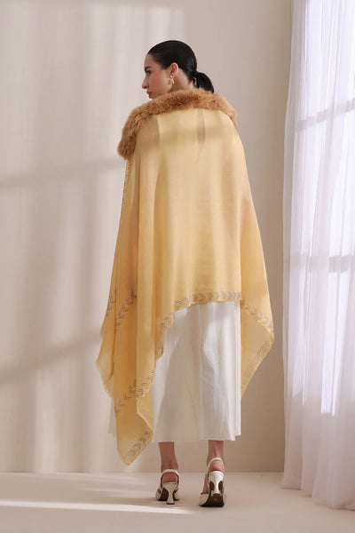 Olivia Collared Fur with Arrow Border Stone Work Stole