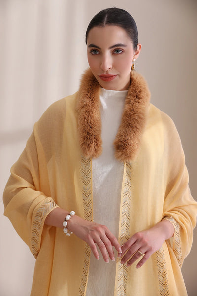 Olivia Collared Fur with Arrow Border Stone Work Stole
