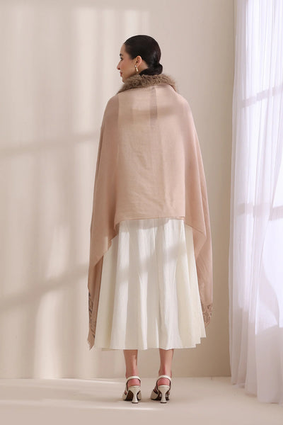 Emma Collared Fur with Floral Stone Work Stole