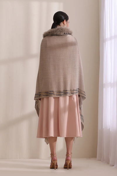 Evelyn Collared Fur with Zig Zag Border Stone Work Stole