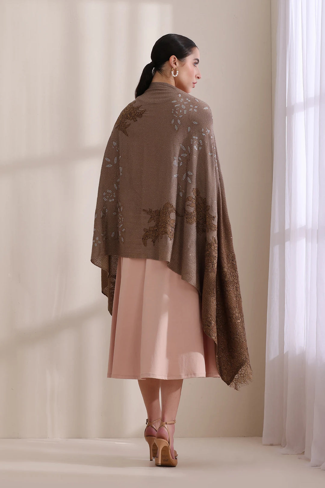Willow Tone on Italian Floral Lace Patch Work and Leaf Stone Work