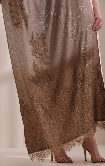 Willow Tone on Italian Floral Lace Patch Work and Leaf Stone Work