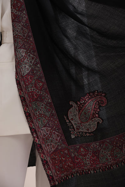 -  Saundarya Woven Jamawar border stole, Cashmere Fine Wool Stole