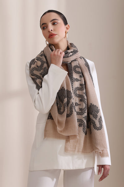 -  Pankhudi Woven Jamawar Border Stole