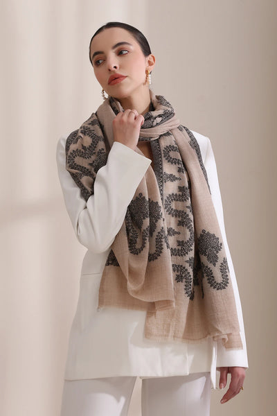 Pankhudi Woven Jamawar Border Stole