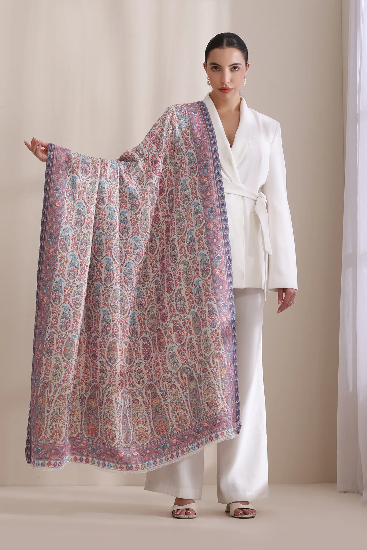 Saaz Woven Allover Jamawar, Cashmere Fine Wool Shawl