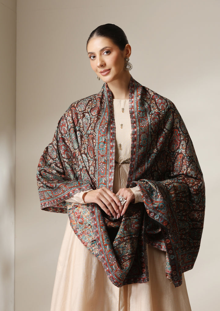 Sienna Zari Trunk | Brown Zari Work Shawl Diwali Gift Box by Dusala