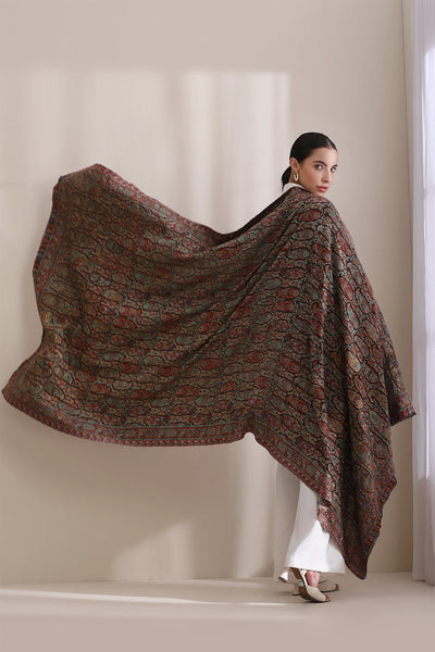 Nagma Woven Allover Jamawar, Cashmere Fine Woo Shawl