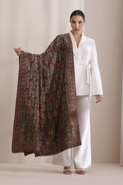 Nagma Woven Allover Jamawar, Cashmere Fine Woo Shawl