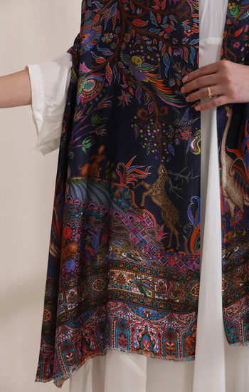 Enchanted Garden Multicolor Faux Pashmina Stole