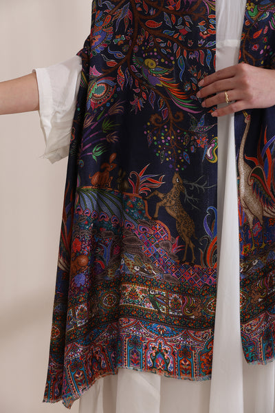 -  Enchanted Garden Multicolor Faux Pashmina Stole