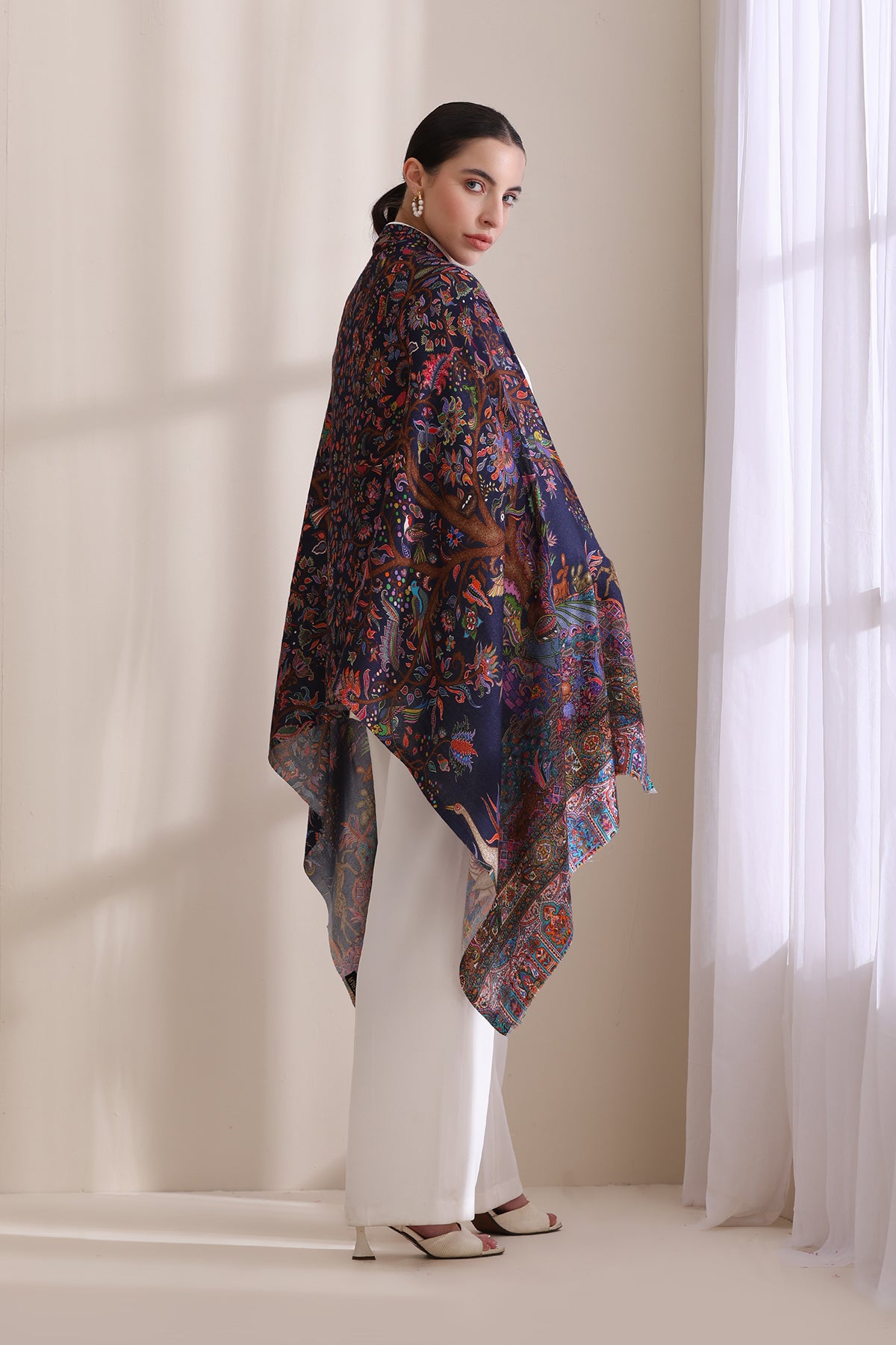 -  Enchanted Garden Multicolor Faux Pashmina Stole