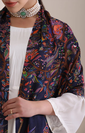 Enchanted Garden Multicolor Faux Pashmina Stole