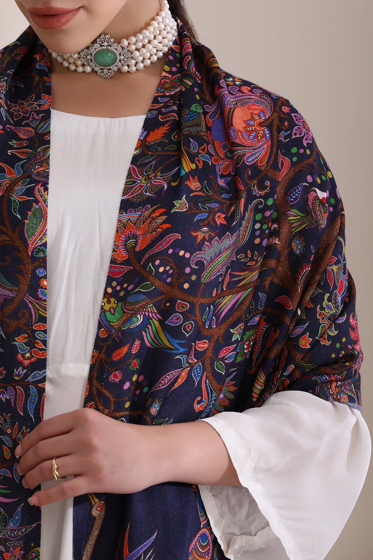 -  Enchanted Garden Multicolor Faux Pashmina Stole