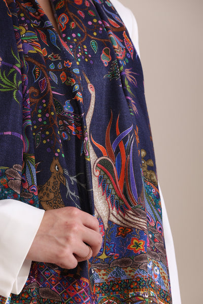 -  Enchanted Garden Multicolor Faux Pashmina Stole