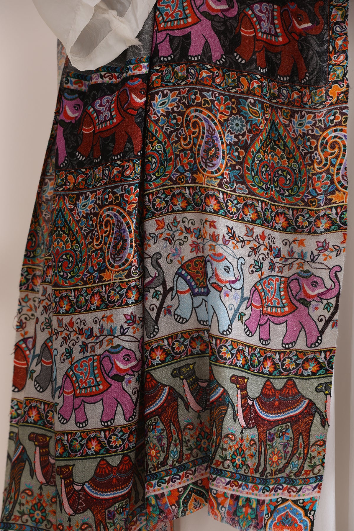 -  Happy Elephant Multicolor Faux Pashmina Stole