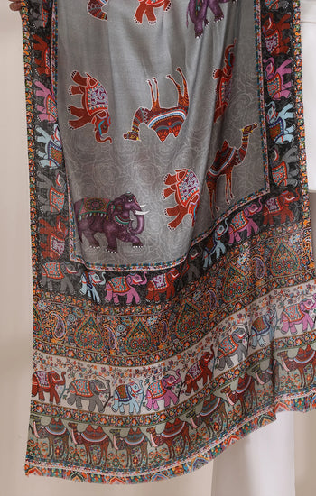 Happy Elephant Multicolor Faux Pashmina Stole